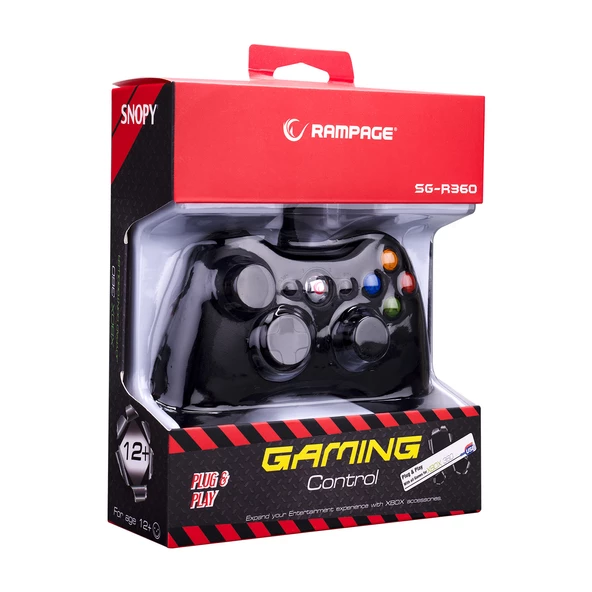 Rampage SG-R360 Siyah Xbox-360 ve USB PC Destekli Kablolu Gamepad Oyun Kolu - 7