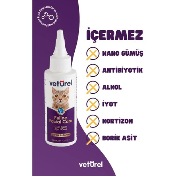 Vetürel Kedi Yüz Bakım Solüsyonu 100 ml - 4