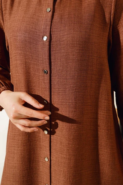 Hakim Yaka Boydan Düğmeli İkili Takım Kahve - 4