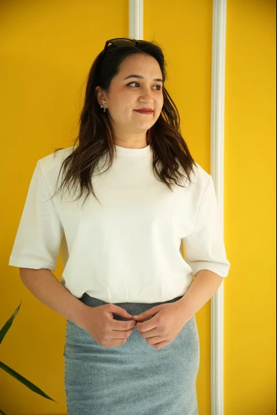 Vatkalı Tişört Twist Model Kotlu Tasarım Elbise Etek Kombinli Elbise - 3