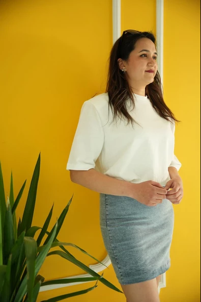 Vatkalı Tişört Twist Model Kotlu Tasarım Elbise Etek Kombinli Elbise - 4