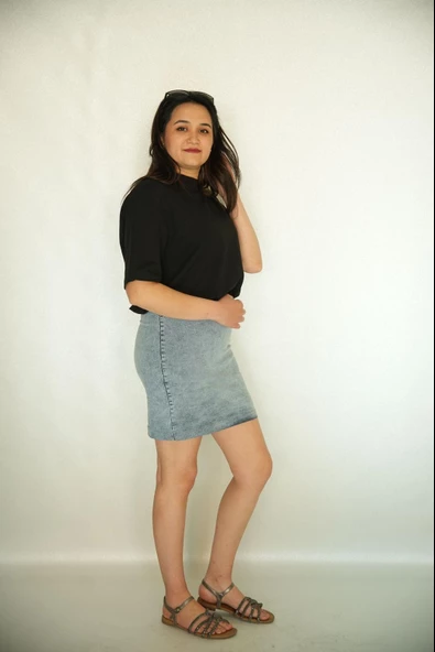 Vatkalı Tişört Twist Model Kotlu Tasarım Elbise Etek Kombinli Elbise - 7