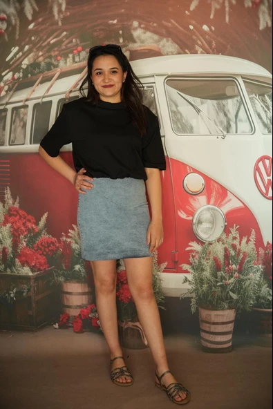 Vatkalı Tişört Twist Model Kotlu Tasarım Elbise Etek Kombinli Elbise - 9