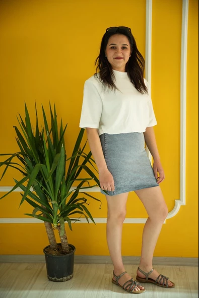 Vatkalı Tişört Twist Model Kotlu Tasarım Elbise Etek Kombinli Elbise - 2