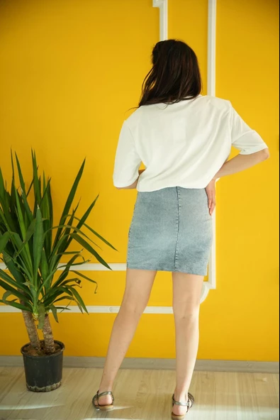 Vatkalı Tişört Twist Model Kotlu Tasarım Elbise Etek Kombinli Elbise - 5