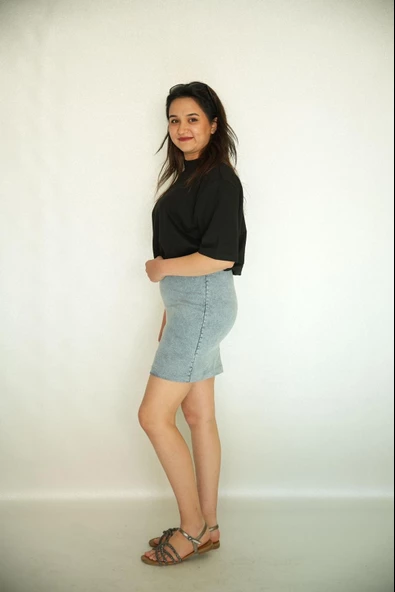 Vatkalı Tişört Twist Model Kotlu Tasarım Elbise Etek Kombinli Elbise - 6