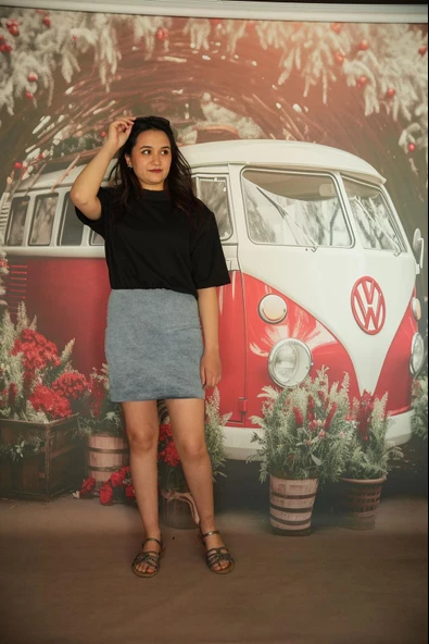 Vatkalı Tişört Twist Model Kotlu Tasarım Elbise Etek Kombinli Elbise - 10