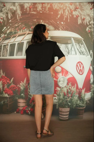 Vatkalı Tişört Twist Model Kotlu Tasarım Elbise Etek Kombinli Elbise - 8