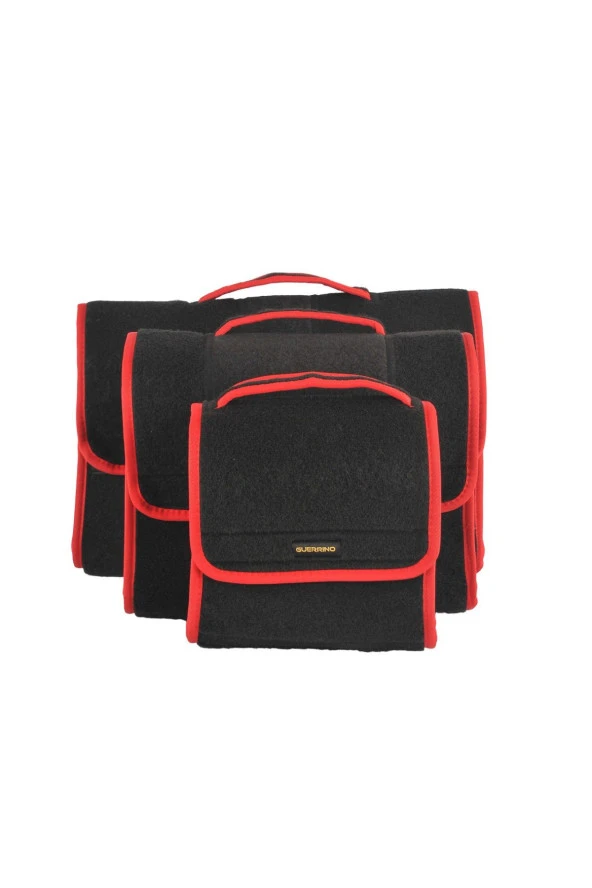 Üçlü Takım Araç Bagaj Organizer Bagaj Düzenleyici Çanta Kırmızı Kenarlı - Resim 2