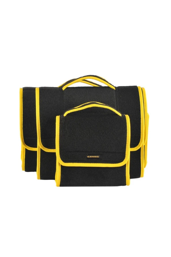 Üçlü Takım Araç Bagaj Organizer Bagaj Düzenleyici Çanta Sarı Kenarlı - Resim 2