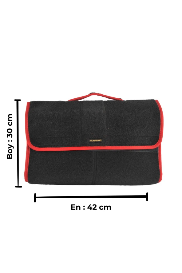 Maxi Araç Bagaj Organizer Bagaj Düzenleyici Çanta Kırmızı Kenarlı - Resim 2