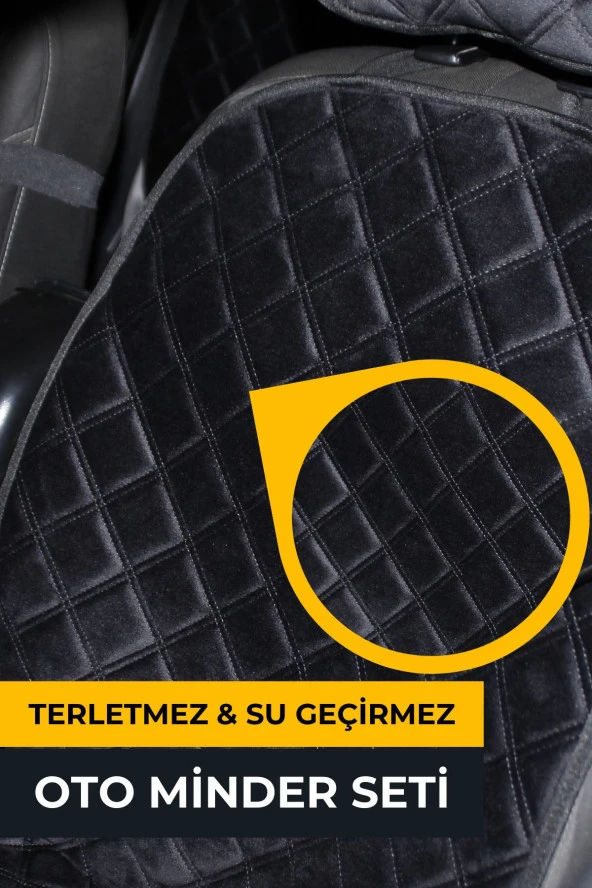 Su Geçirmez & Terletmez Sırtlı Oto Koltuk Minder Seti-Koltuk Koruma Kılıfı (2'Li Set)-Siyah - Resim 2