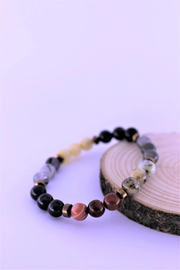 Aslan Çakra Doğal Taş Bileklik Birinci Kalite Taş Aslan Burcu - 5