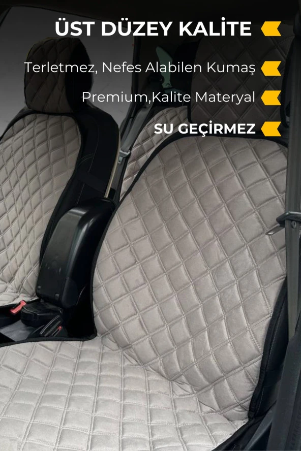 Su Geçirmez & Terletmez Sırtlı Oto Koltuk Minder Seti-Koltuk Koruma Kılıfı (Full Set)-Gri - Resim 2