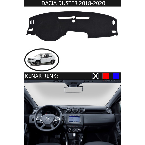 Dacia Duster 2018-2020 Için Uygun Torpido Koruma Halısı Siyah Kenar Renk Siyah ürün görseli