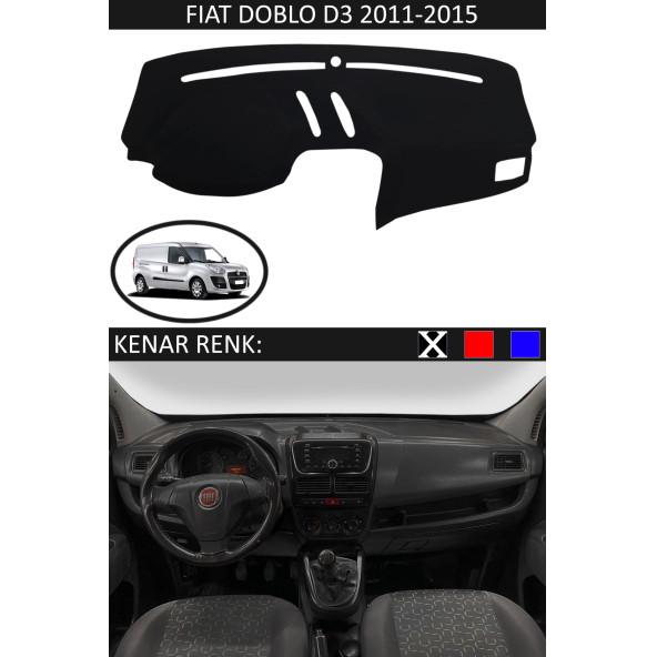 Fiat Doblo D3 2011-2015 Için Uygun Torpido Koruma Halısı Siyah Kenar Renk Siyah