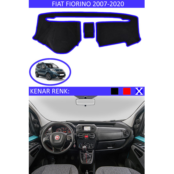Fiat Fiorino 2007-2020 Için Uygun Torpido Koruma Halısı Siyah Kenar Renk Mavi ürün görseli