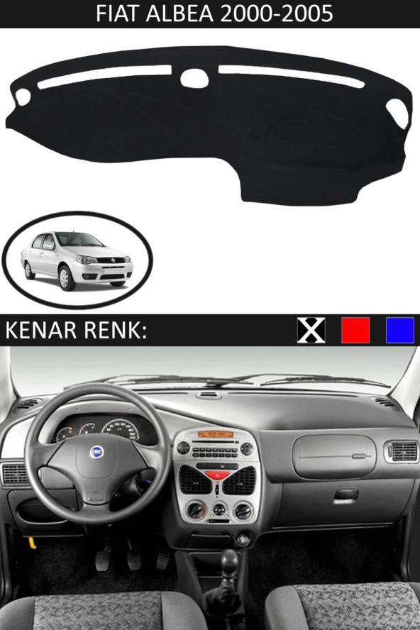 Fiat Albea 2000-2005 Modelleri Için Uygun Torpido Koruma Halısı Siyah Kenar Renk Siyah ürün görseli