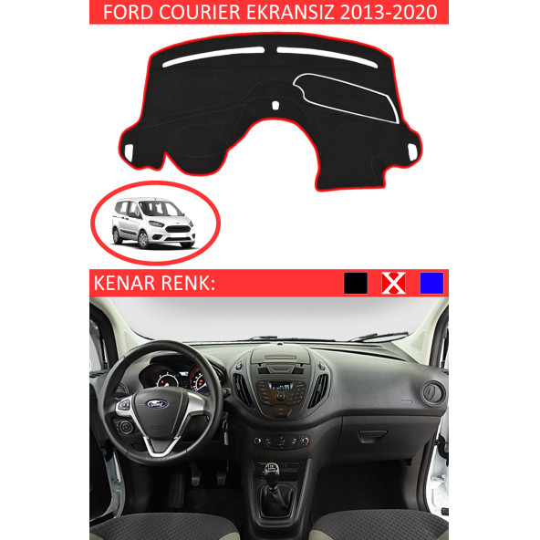 Ford Courier Ekransız 2013-2020 Için Uygun Torpido Koruma Halısı Siyah Kenar Renk Kırmızı ürün görseli