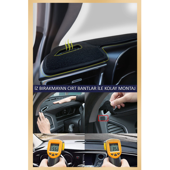 Ford Mondeo 2000-2007 Için Uygun Torpido Koruma Halısı Siyah Kenar Renk Kırmızı - 3