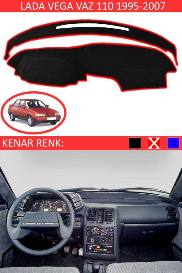 Lada Vega Vaz 110 Için Uygun Torpido Koruma Halısı Siyah Kenar Renk Kırmızı