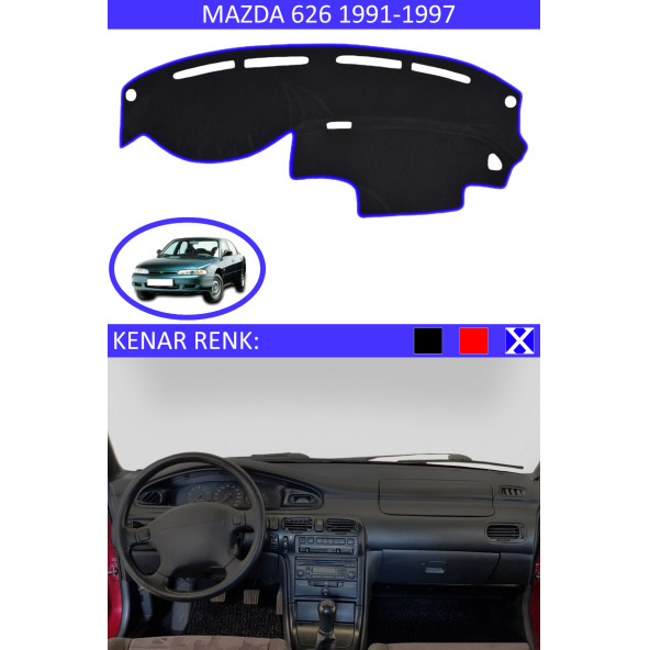 Mazda 626 1991-1997 Için Uygun Torpido Koruma Halısı Siyah Kenar Renk Mavi ürün görseli