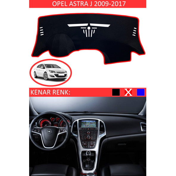Opel Astra J 2009-2017 Için Uygun Torpido Koruma Halısı Siyah Kenar Renk Kırmızı