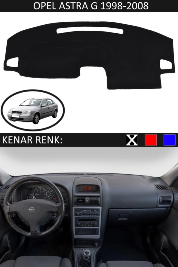 Opel Astra G 1998-2008 Için Uygun Torpido Koruma Halısı Siyah Kenar Renk Siyah