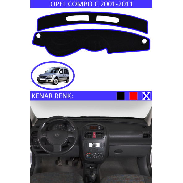 Opel Combo C 2001-2011 Için Uygun Torpido Koruma Halısı Siyah Kenar Renk Mavi ürün görseli 1