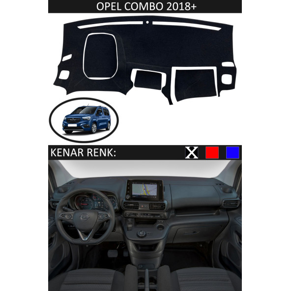 Opel Combo 2018+ Için Uygun Torpido Koruma Halısı Siyah Kenar Renk Siyah - 1