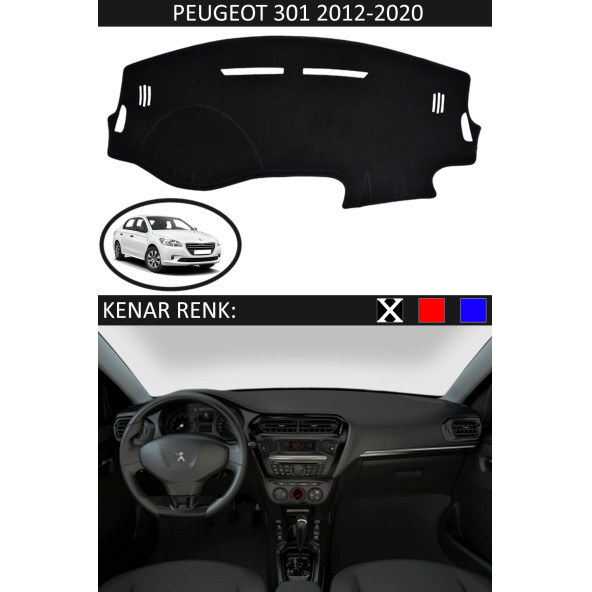 Peugeot 301 2012-2020 Için Uygun Torpido Koruma Halısı Siyah Kenar Renk Siyah ürün görseli