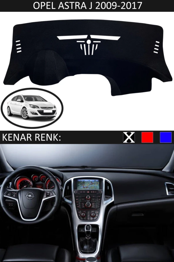 Opel Astra J 2009-2017 Için Uygun Torpido Koruma Halısı Siyah Kenar Renk Siyah