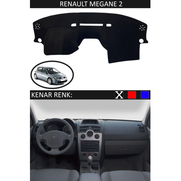 Renault Megane 2 Için Uygun Torpido Koruma Halısı Siyah Kenar Renk Siyah ürün görseli