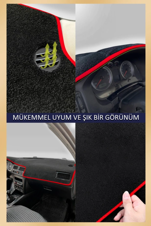 Renault Clio 4 2012-2020 Için Uygun Torpido Koruma Halısı Siyah Kenar Renk Siyah