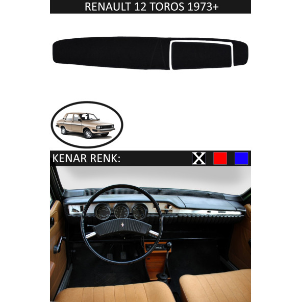 Renault Toros 1973+ Modelleri Için Uygun Torpido Koruma Halısı Siyah Kenar Renk Siyah ürün görseli