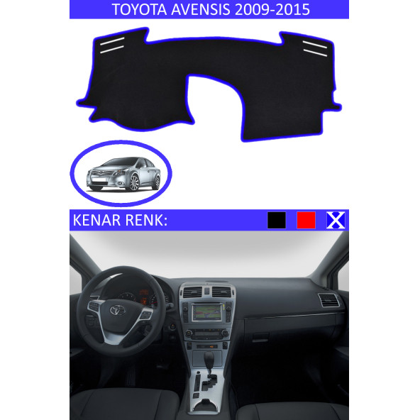 Toyota Avensis 2009-2015 Için Uygun Torpido Koruma Halısı Siyah Kenar Renk Mavi ürün görseli 1