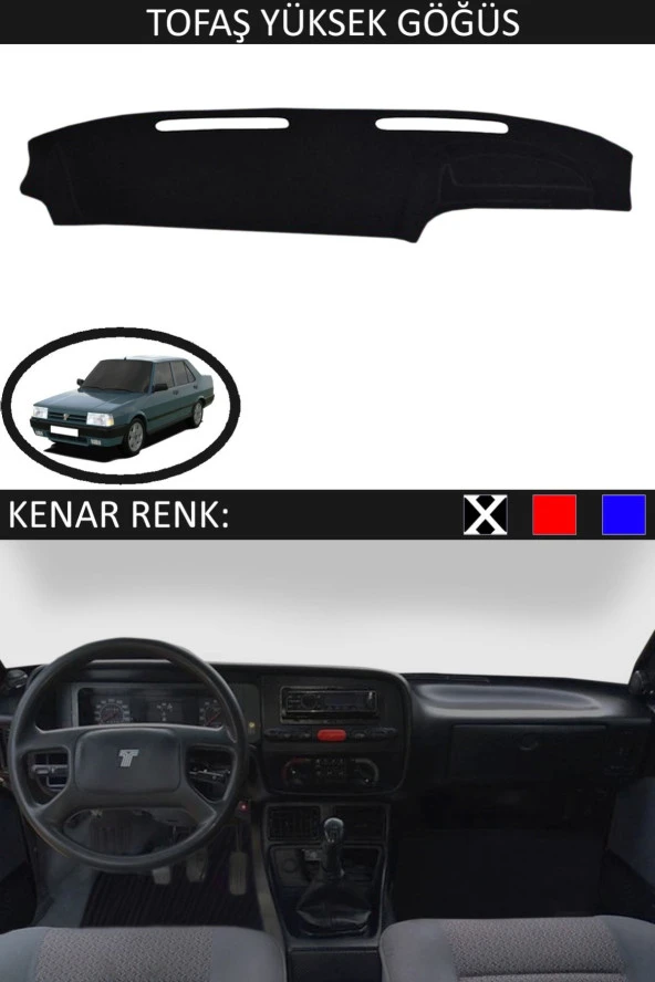 Tofaş Yüksek Göğüs Için Uygun Torpido Koruma Halısı Siyah Kenar Renk Siyah ürün görseli