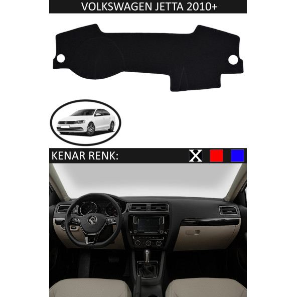 Volkswagen Jetta 2010+ Için Uygun Torpido Koruma Halısı Siyah Kenar Renk Siyah ürün görseli