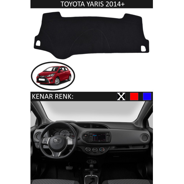 Toyota Yaris 2014 + İçin Uygun Torpido Koruma Halısı Siyah Kenar Renk Siyah ürün görseli