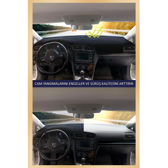 Volkswagen Passat 2007-2012 Modelleri Için Uygun Torpido Koruma Halısı Siyah Kenar Renk Kırmızı - 4