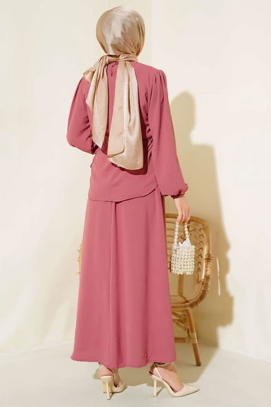 Ayrobin Etekli İkili Takım Gül Kurusu - Resim 3