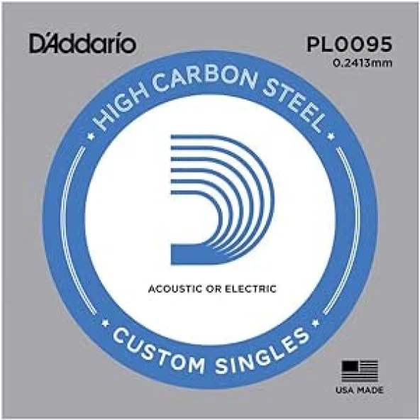 DADDARIO PL0095 ELEKTRO VE AKUSTİK TEK TEL, E-(Mİ), HIGH CARBON ST
