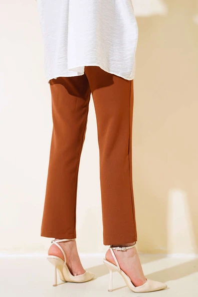 Dar Paça Cepli Pantolon Taba - Resim 3