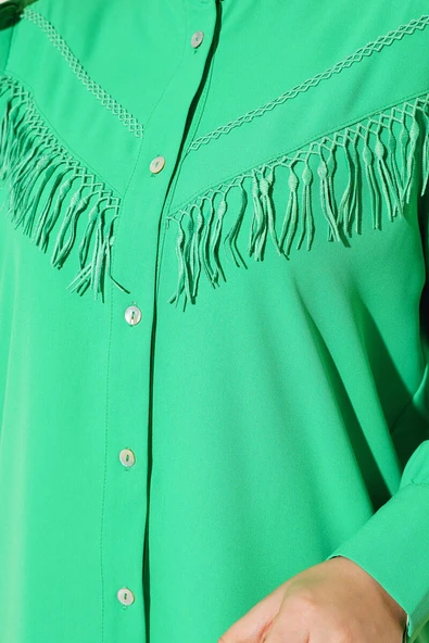 Dantel Püsküllü Gömlek Benetton - Resim 4