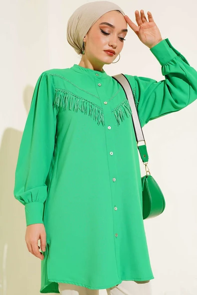 Dantel Püsküllü Gömlek Benetton ürün görseli 1