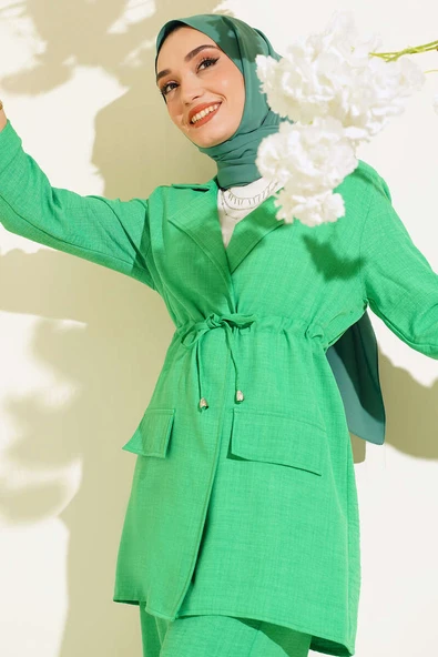 Ceketli Keten Takım Neon Yeşil ürün görseli 1