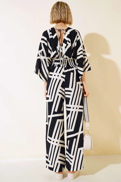 Çizgi Desenli İkili Takım Siyah - Resim 3