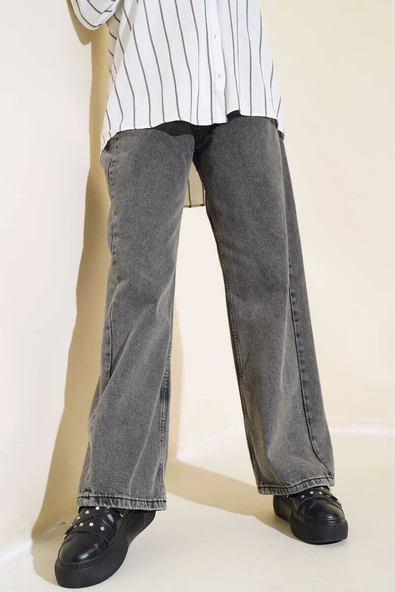 Uzun Salaş Pantolon Siyah Kar - Resim 2