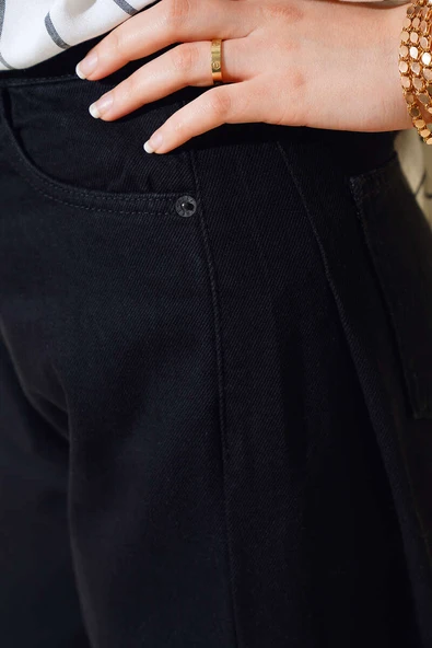 Uzun Salaş Pantolon Siyah - Resim 4