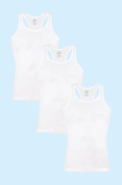 CEYLANOĞLU ERKEK RİBANA SPORCU ATLET 6 ADET  M BEYAZ - Resim 3